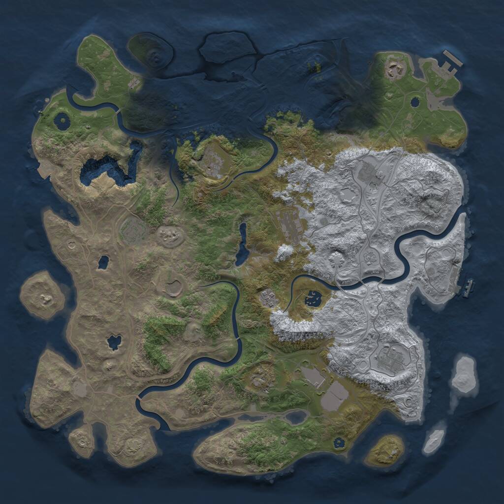 Rust Map: Procedural Map, Size: 4500, Seed: 2095791337, 17 Monuments