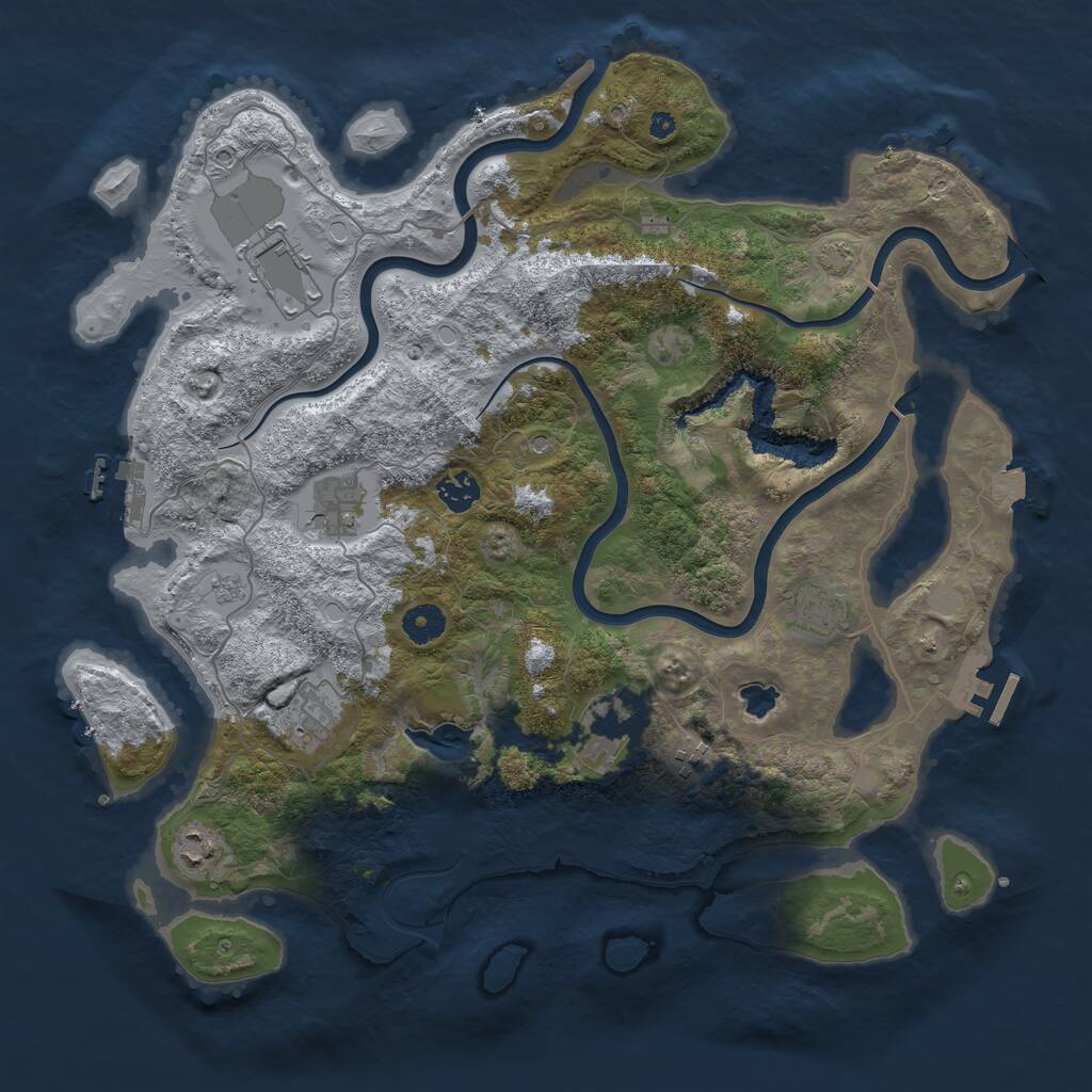 Rust Map: Procedural Map, Size: 4050, Seed: 1478143723, 14 Monuments