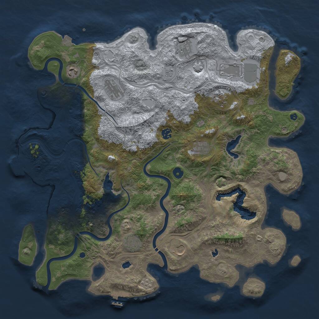 Rust Map: Procedural Map, Size: 4500, Seed: 206131567, 16 Monuments