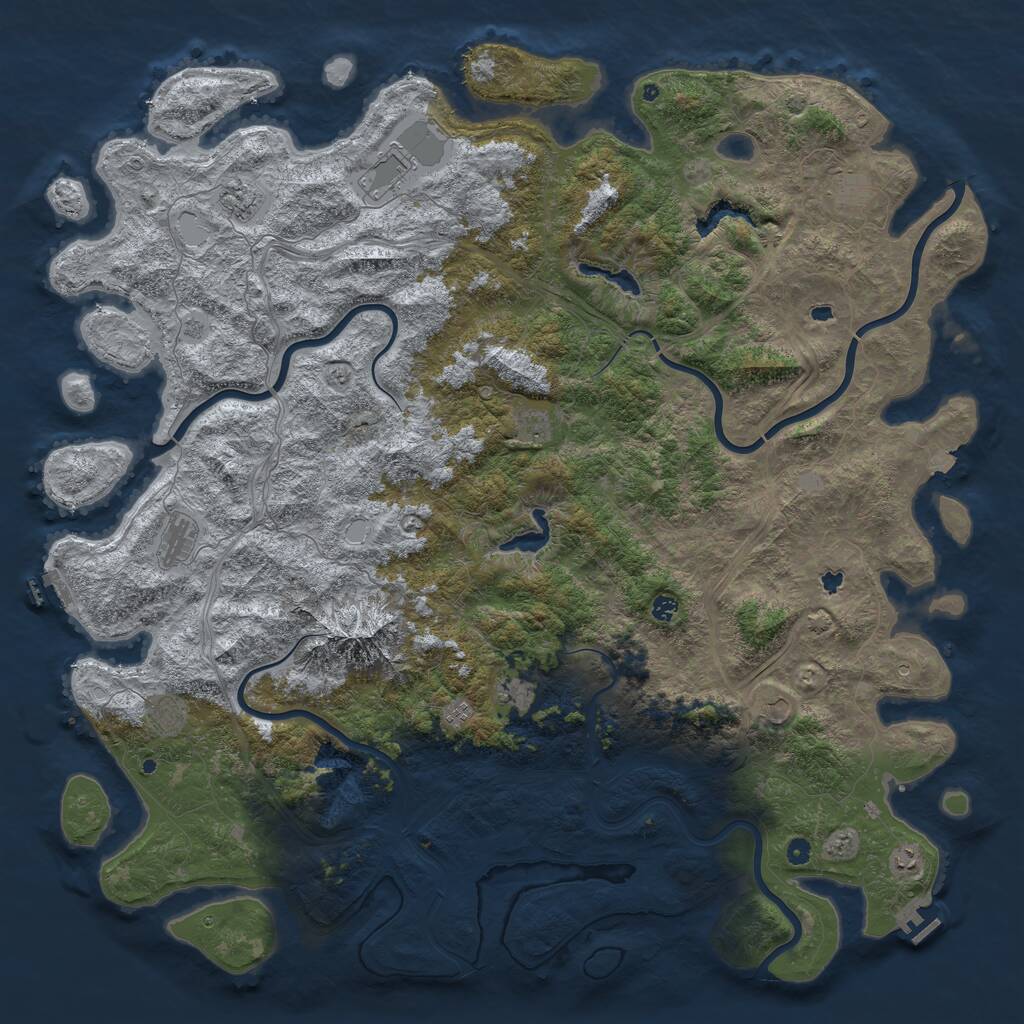 Rust Map: Procedural Map, Size: 6000, Seed: 37462748, 17 Monuments
