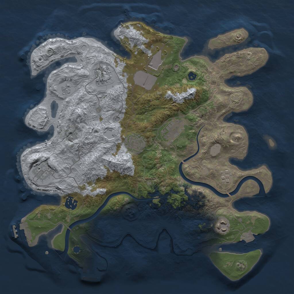 Rust Map: Procedural Map, Size: 3500, Seed: 65127150, 14 Monuments