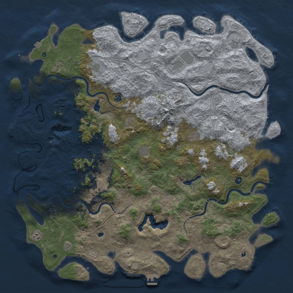 Rust Map: Procedural Map, Size: 6000, Seed: 513375, 17 Monuments