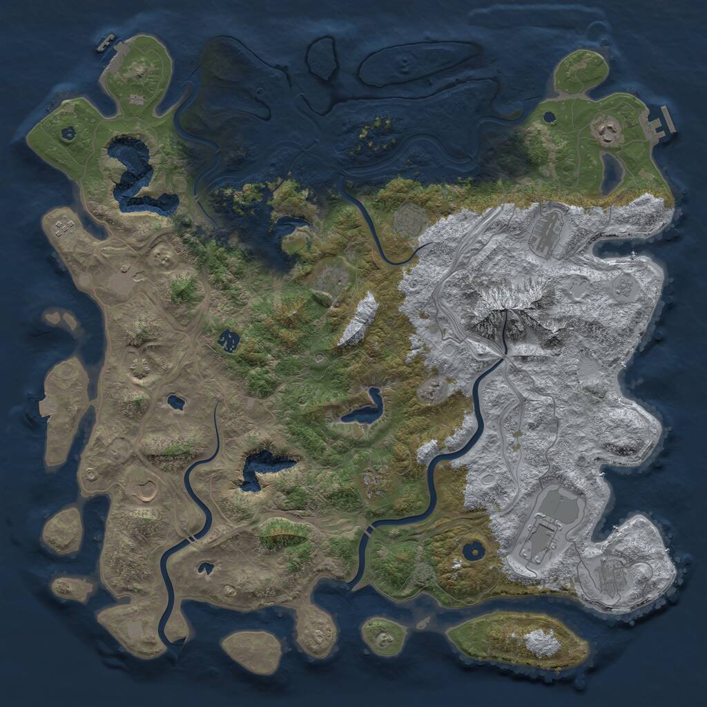 Rust Map: Procedural Map, Size: 5000, Seed: 182552351, 17 Monuments