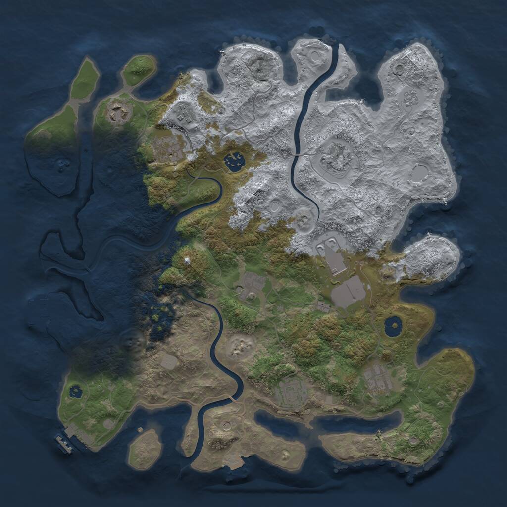 Rust Map: Procedural Map, Size: 3850, Seed: 1872601479, 15 Monuments