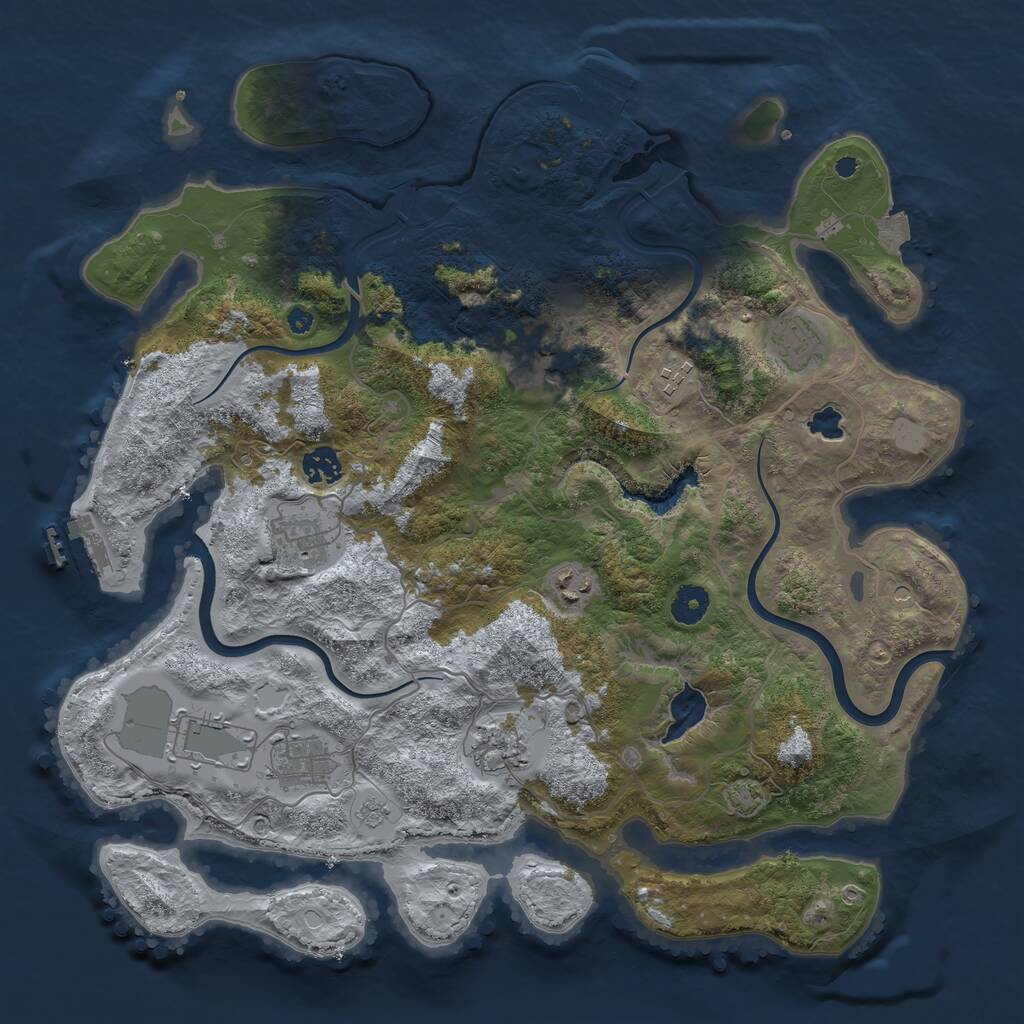 Rust Map: Procedural Map, Size: 4000, Seed: 1278040307, 15 Monuments