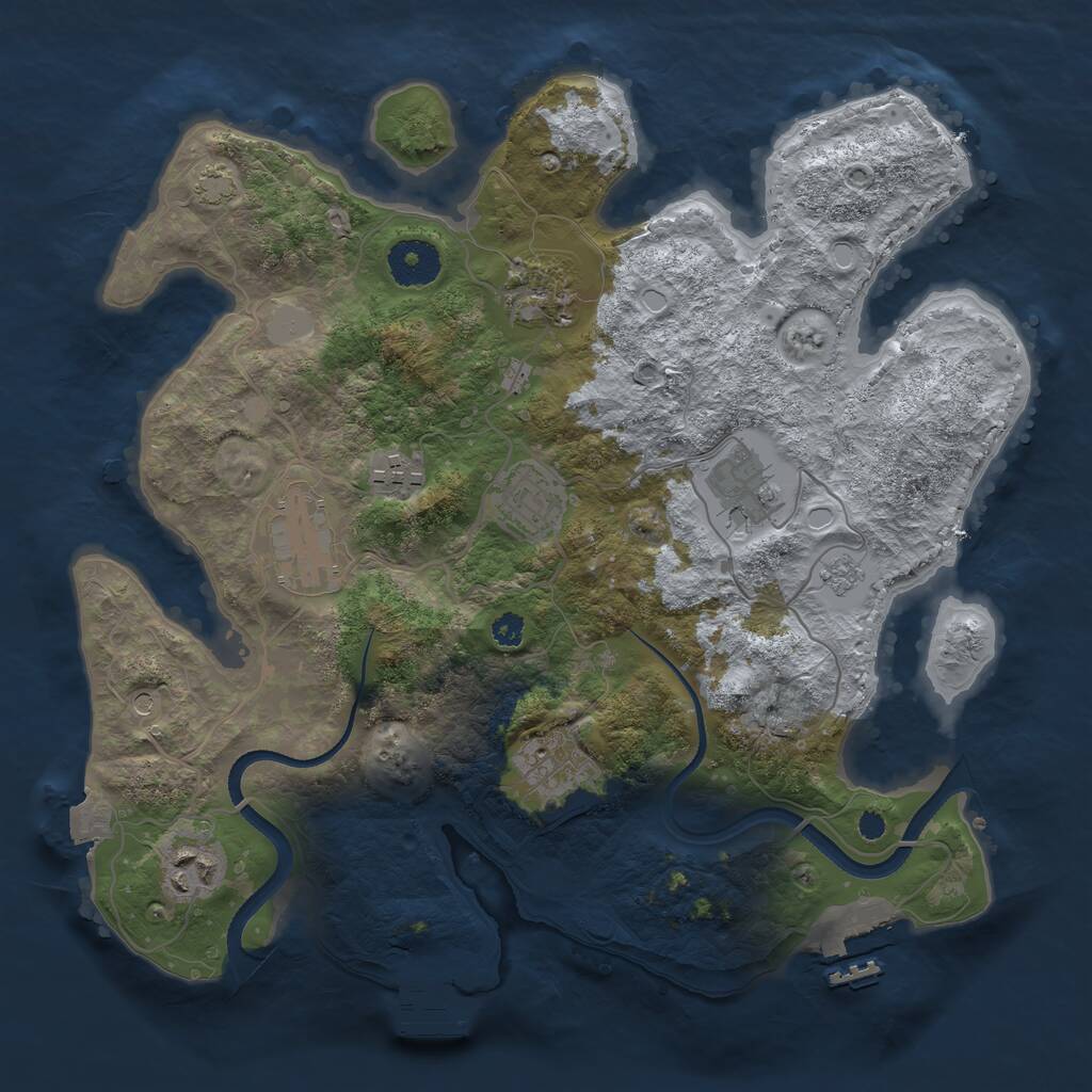Rust Map: Procedural Map, Size: 3300, Seed: 1955450950, 13 Monuments