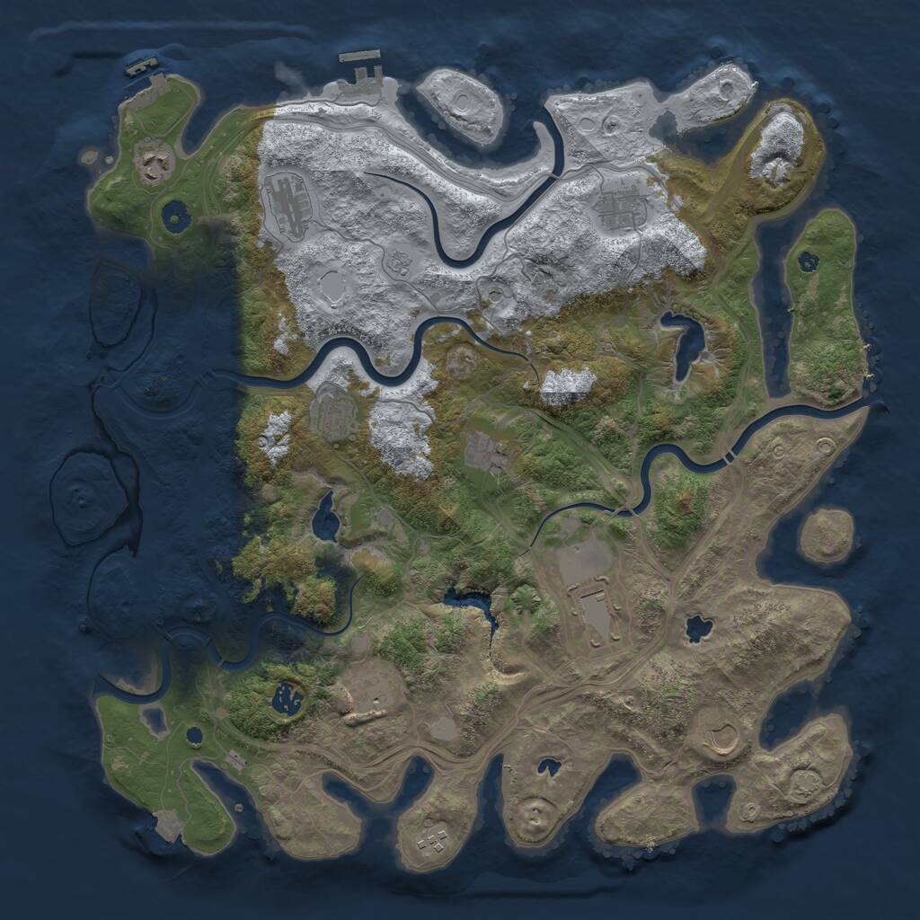 Rust Map: Procedural Map, Size: 4500, Seed: 53261854, 16 Monuments