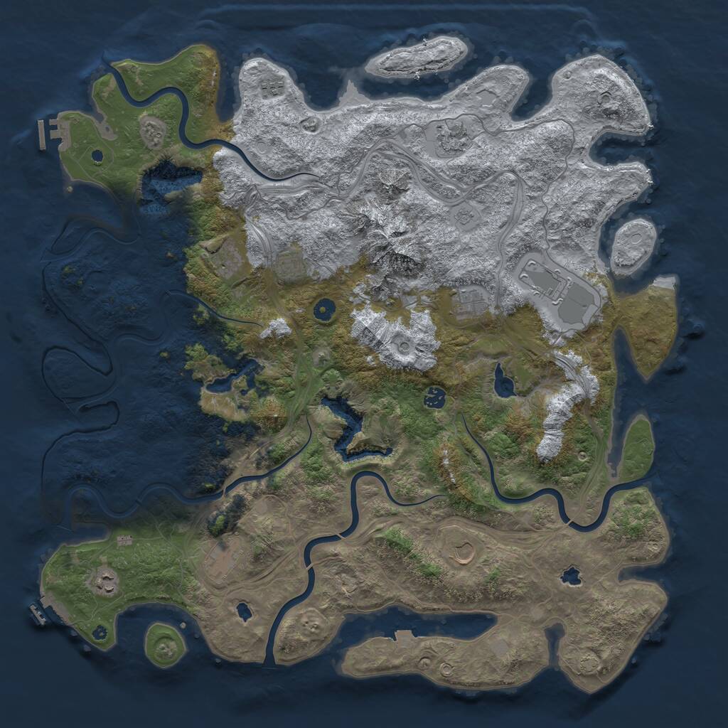 Rust Map: Procedural Map, Size: 5000, Seed: 24212, 16 Monuments