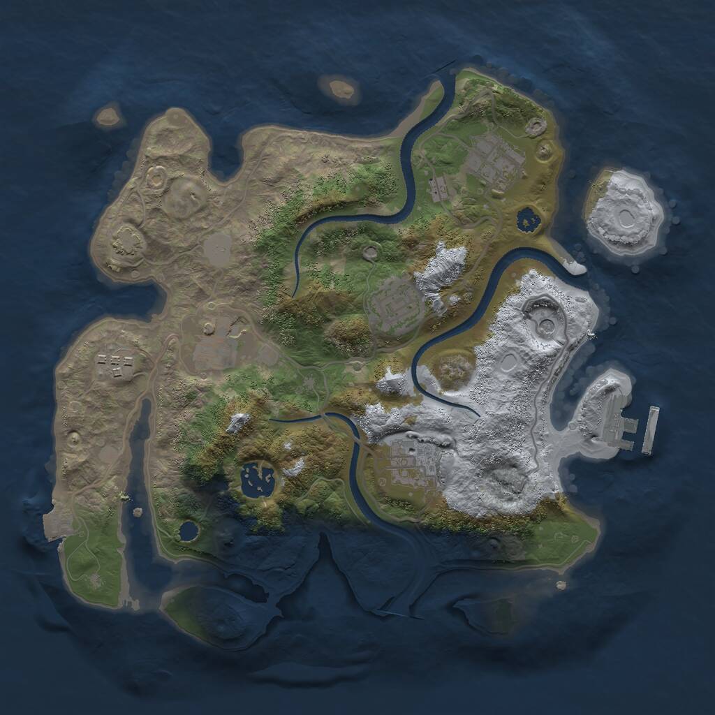 Rust Map: Procedural Map, Size: 3000, Seed: 32063, 10 Monuments