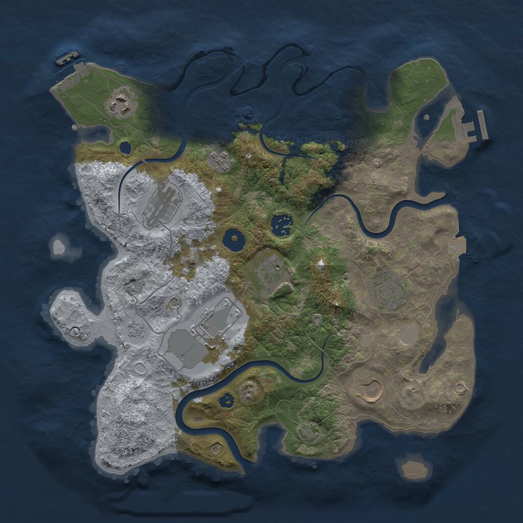 Rust Map: Procedural Map, Size: 3500, Seed: 562975, 14 Monuments