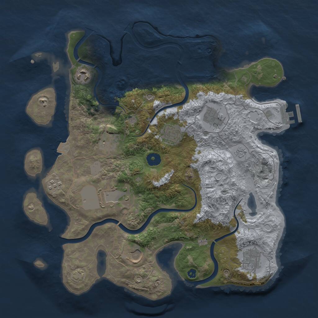 Rust Map: Procedural Map, Size: 3500, Seed: 1110144877, 13 Monuments