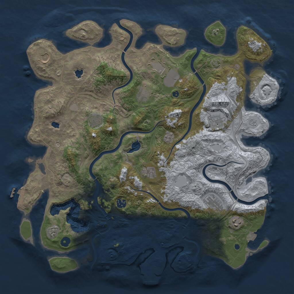 Rust Map: Procedural Map, Size: 4500, Seed: 842105023, 16 Monuments