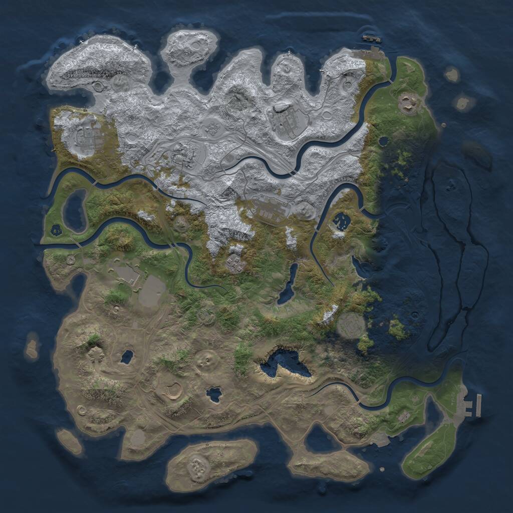 Rust Map: Procedural Map, Size: 4500, Seed: 407862566, 16 Monuments