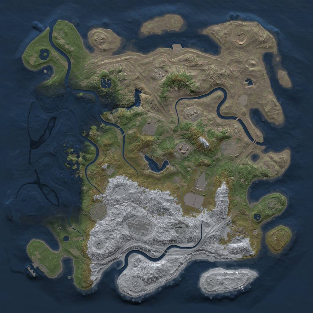 Rust Map: Procedural Map, Size: 4250, Seed: 49993, 16 Monuments