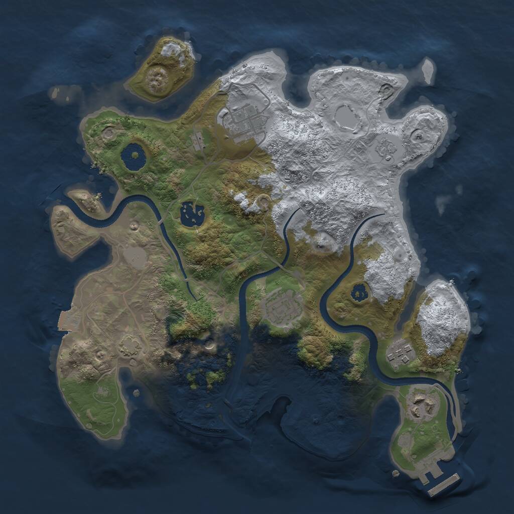 Rust Map: Procedural Map, Size: 3000, Seed: 616466383, 10 Monuments