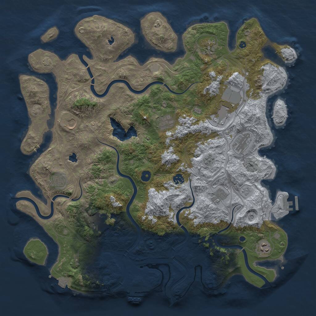 Rust Map: Procedural Map, Size: 4500, Seed: 17553071, 17 Monuments