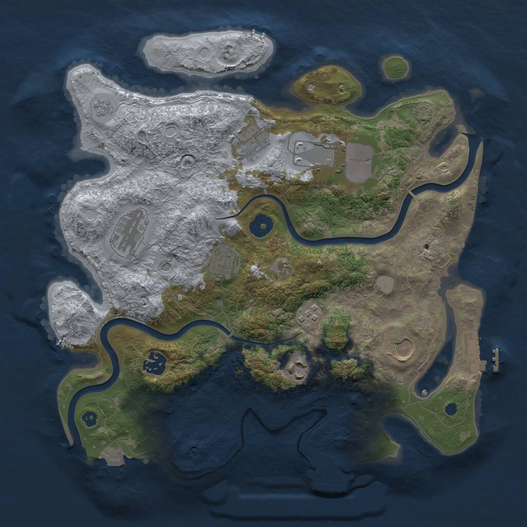 Rust Map: Procedural Map, Size: 3500, Seed: 1398342395, 14 Monuments