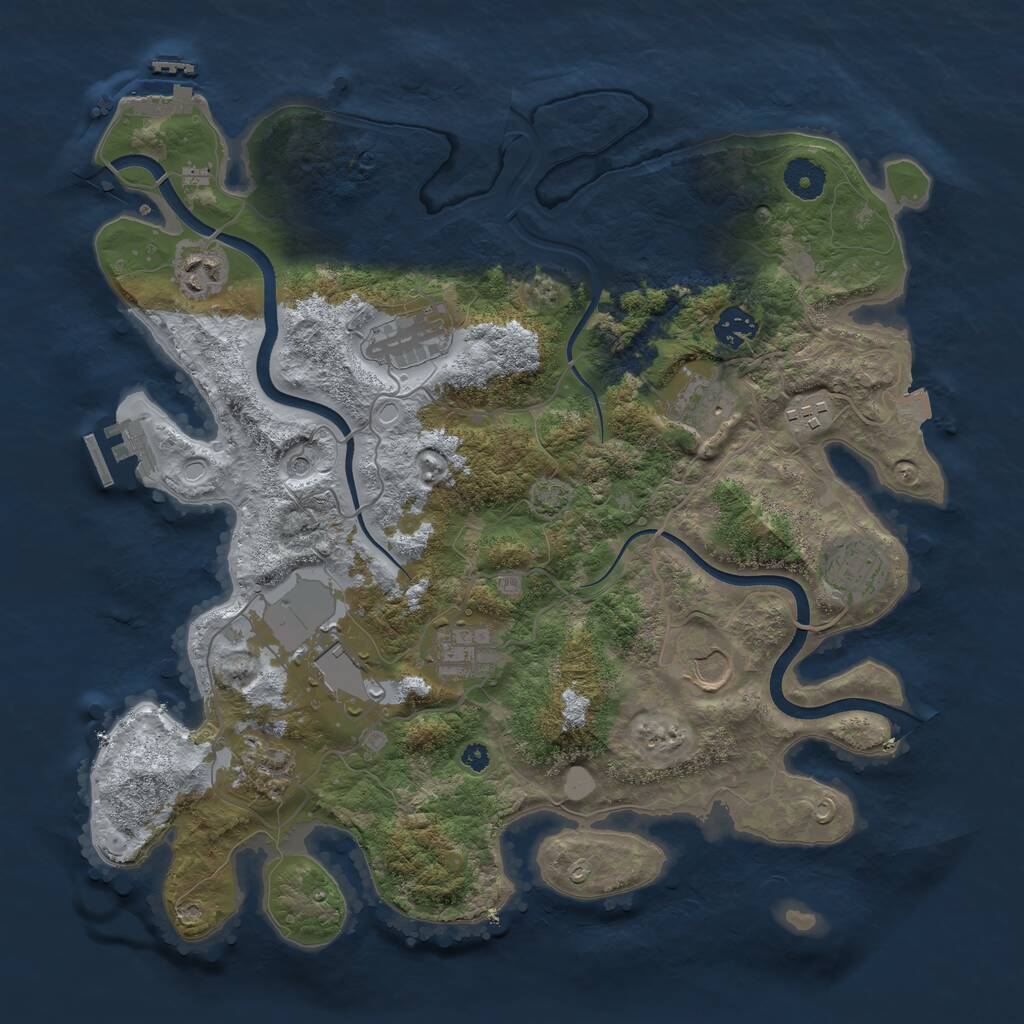 Rust Map: Procedural Map, Size: 3750, Seed: 1519192447, 15 Monuments