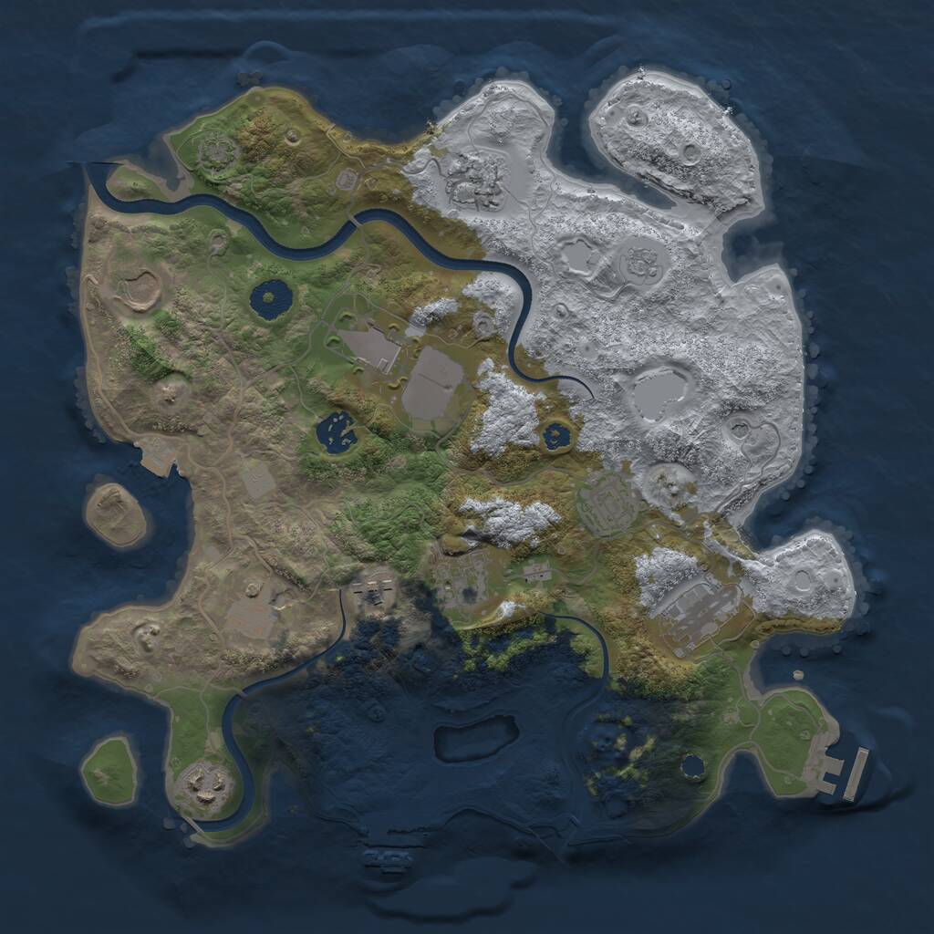 Rust Map: Procedural Map, Size: 3500, Seed: 1641843219, 16 Monuments