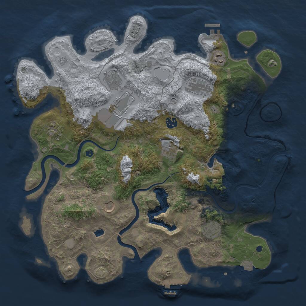 Rust Map: Procedural Map, Size: 4000, Seed: 1057488128, 16 Monuments
