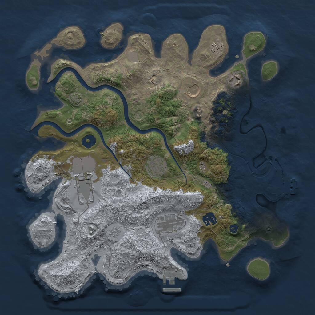Rust Map: Procedural Map, Size: 3500, Seed: 877205236, 13 Monuments
