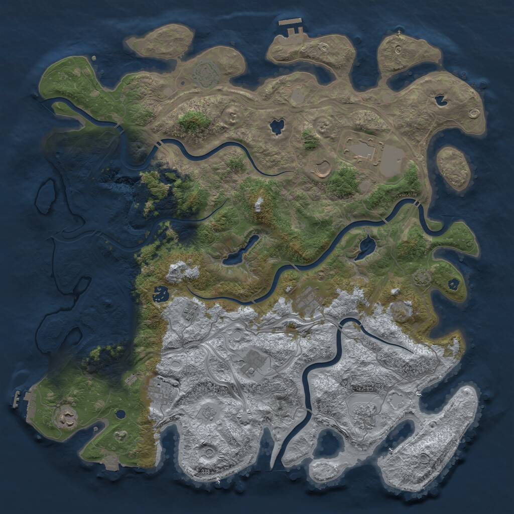 Rust Map: Procedural Map, Size: 4500, Seed: 708446045, 16 Monuments