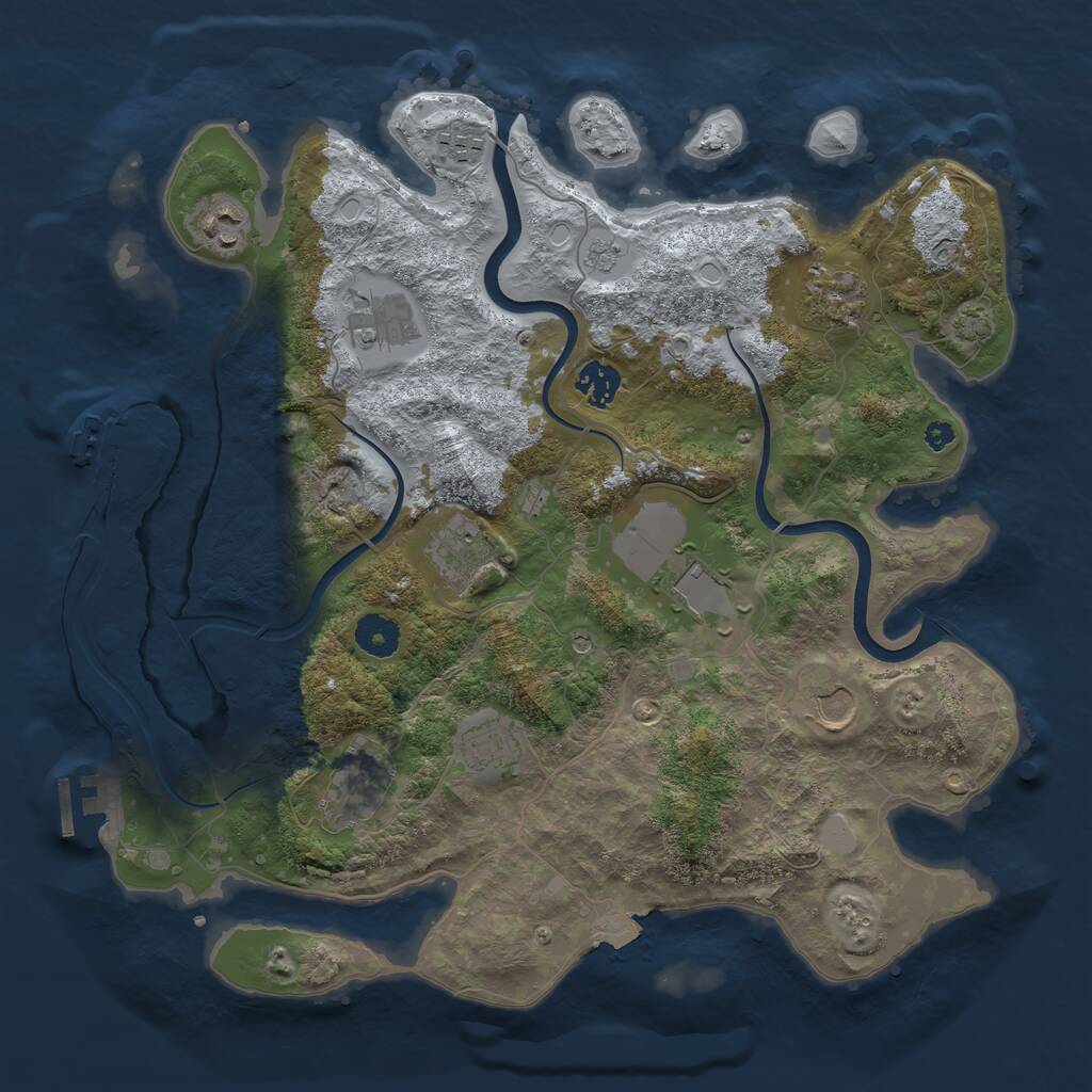 Rust Map: Procedural Map, Size: 3750, Seed: 1066263962, 16 Monuments