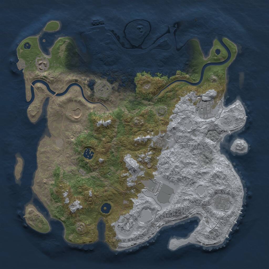 Rust Map: Procedural Map, Size: 3900, Seed: 1083882774, 15 Monuments