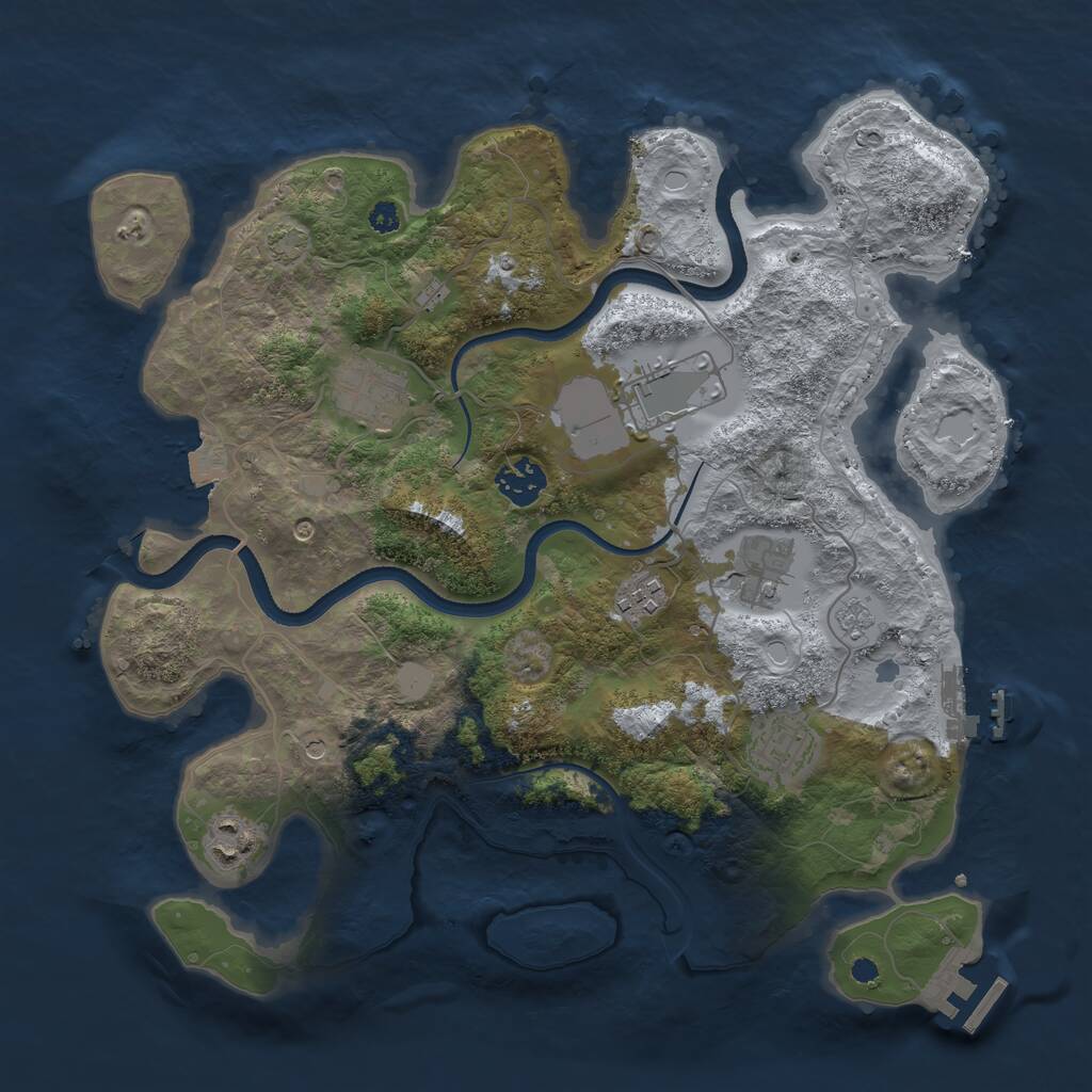 Rust Map: Procedural Map, Size: 3500, Seed: 69257348, 13 Monuments