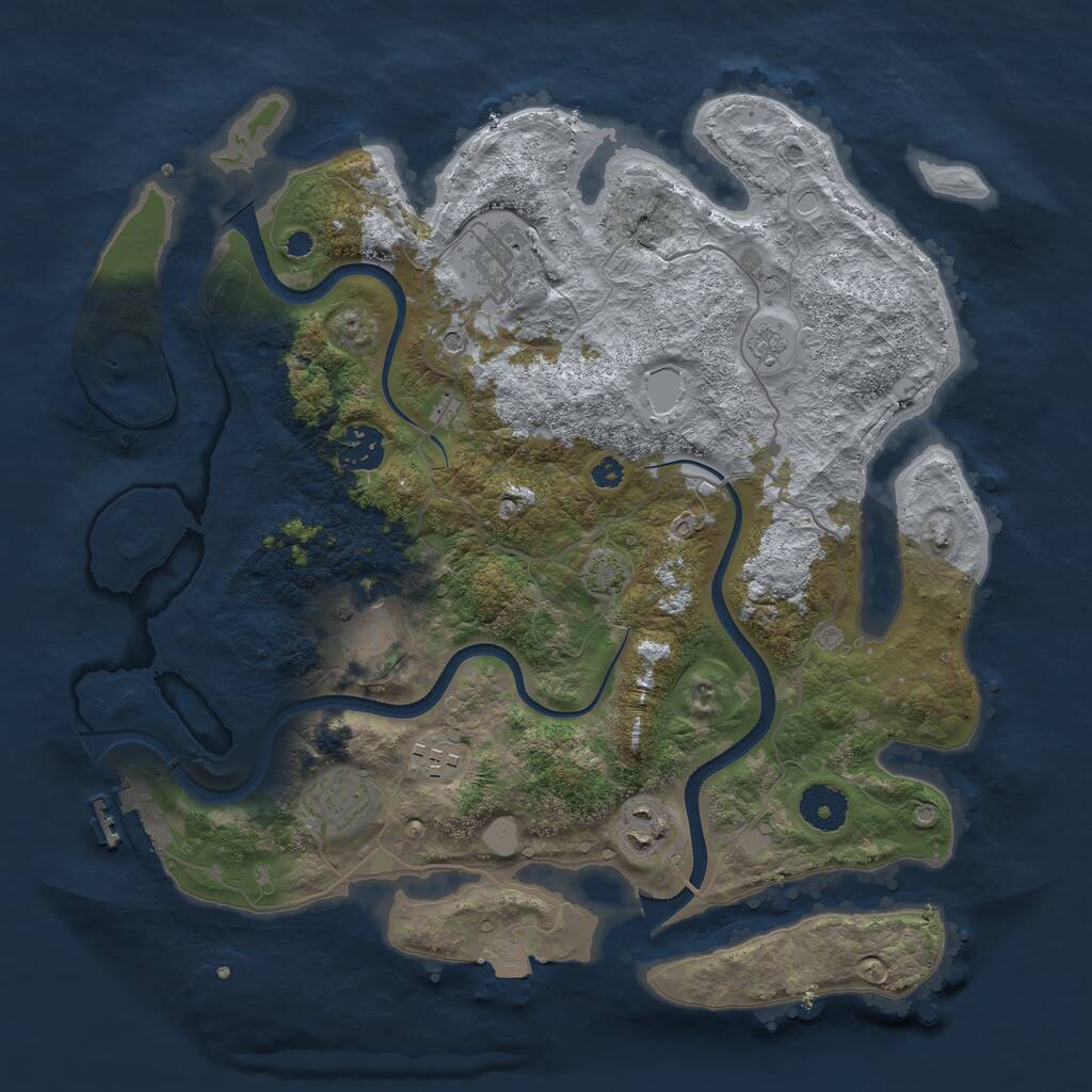 Rust Map: Procedural Map, Size: 3500, Seed: 1123780945, 11 Monuments