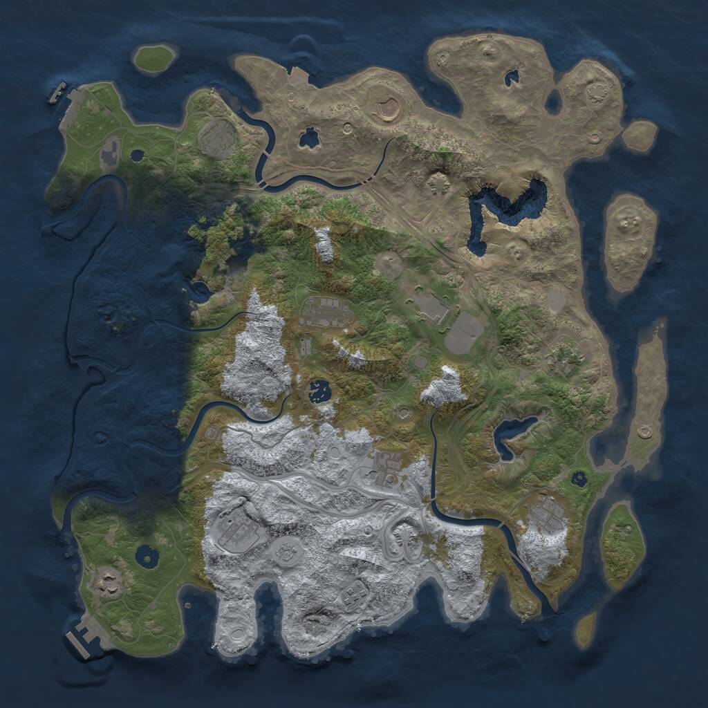 Rust Map: Procedural Map, Size: 4500, Seed: 636109606, 17 Monuments