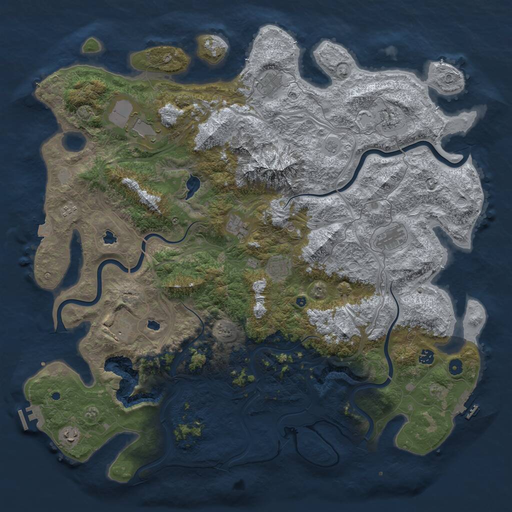 Rust Map: Procedural Map, Size: 5000, Seed: 2123472251, 16 Monuments