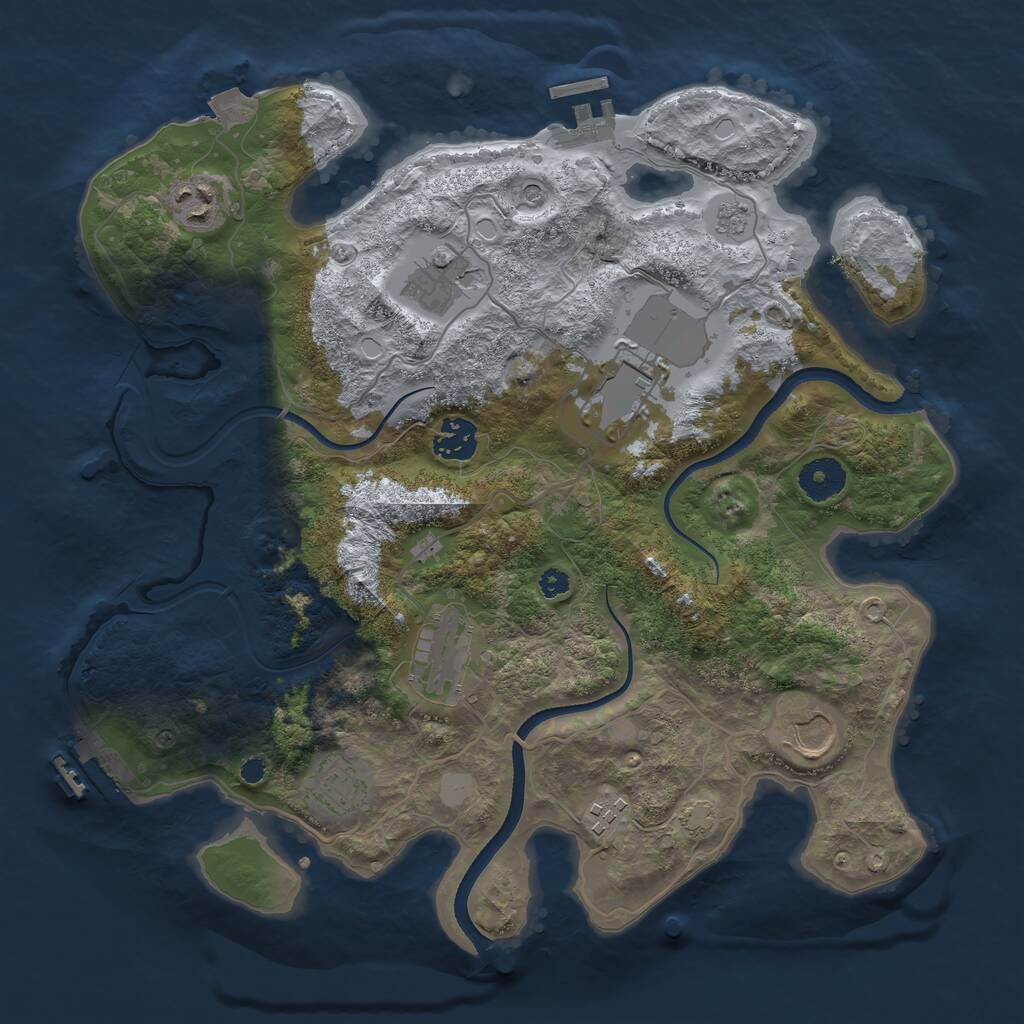 Rust Map: Procedural Map, Size: 3500, Seed: 53660, 14 Monuments