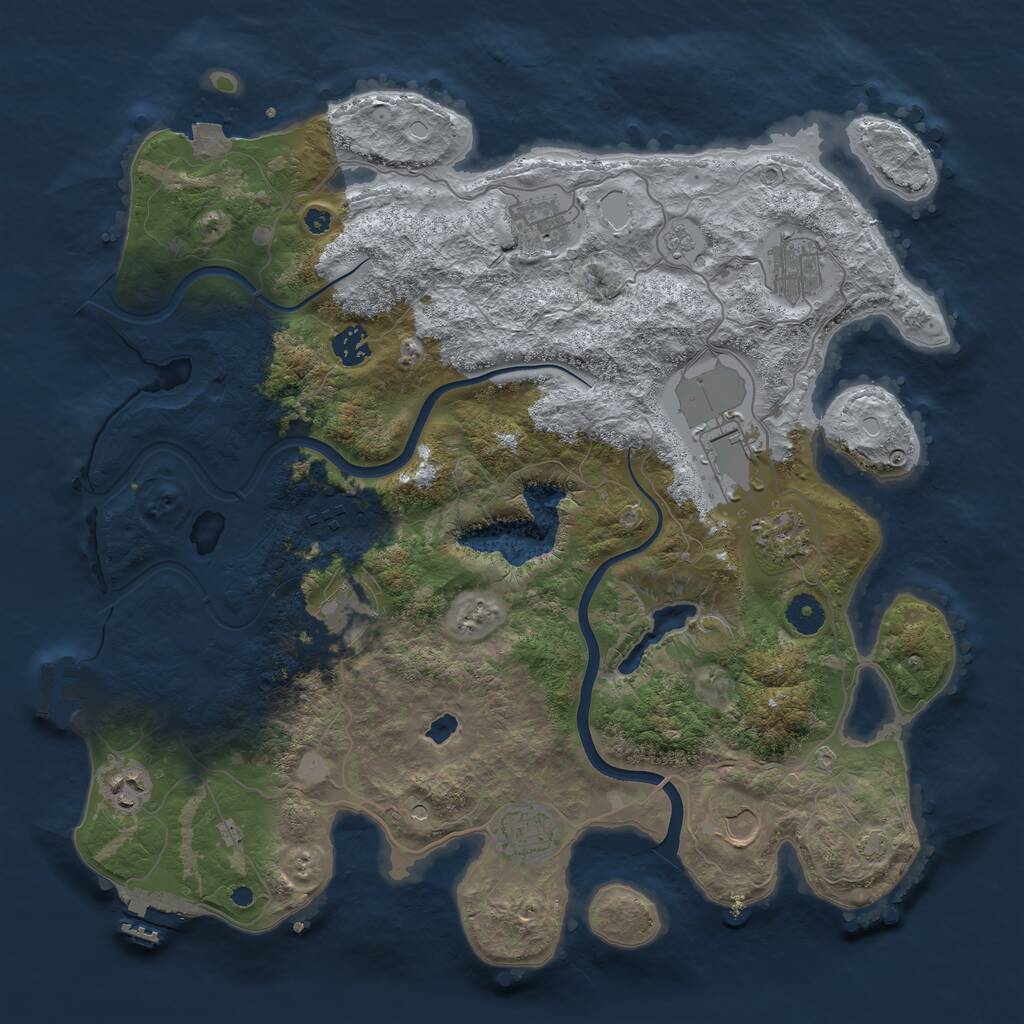 Rust Map: Procedural Map, Size: 4000, Seed: 1891585128, 16 Monuments