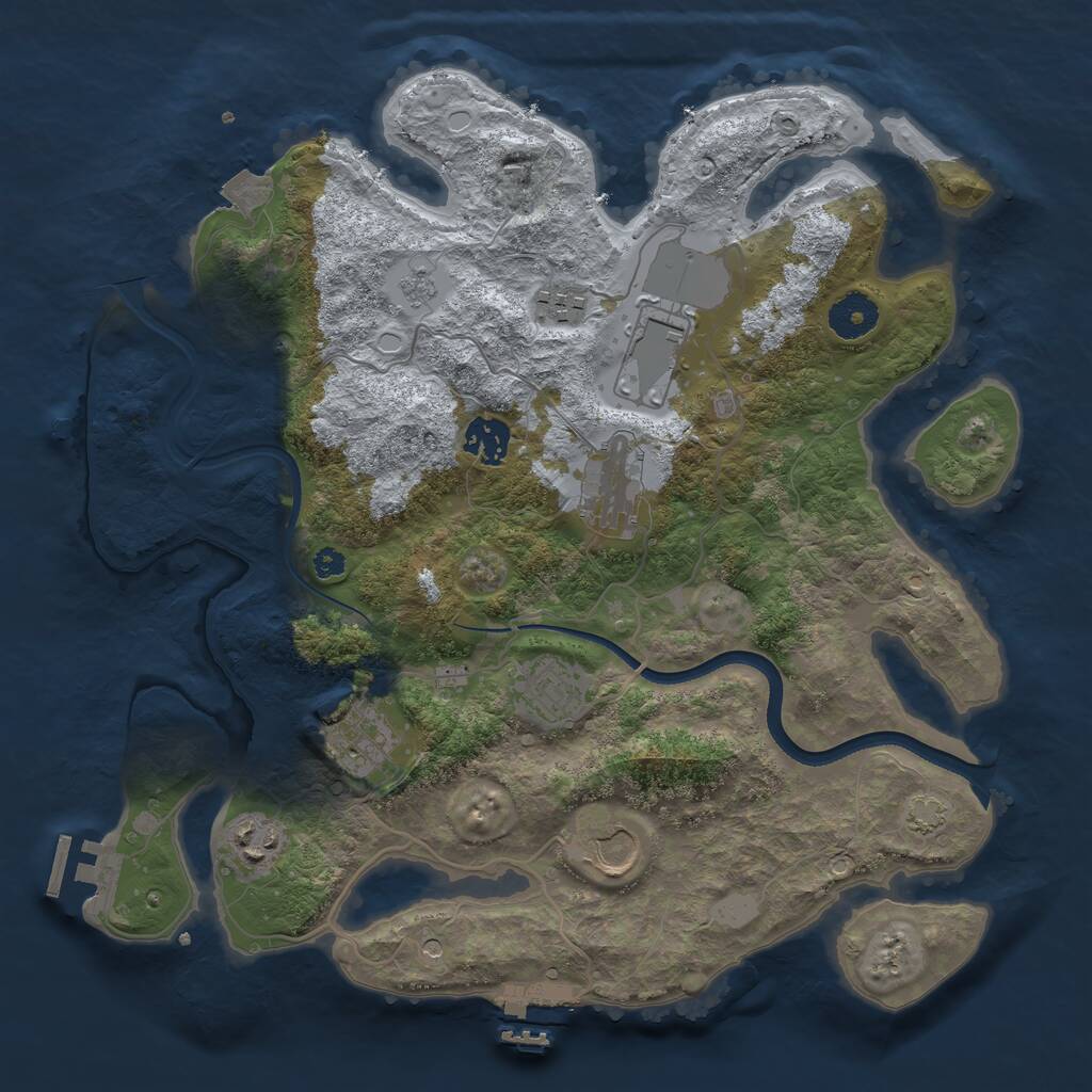 Rust Map: Procedural Map, Size: 3500, Seed: 397777641, 14 Monuments