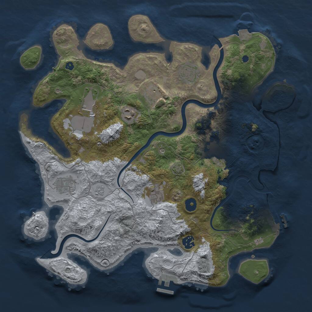 Rust Map: Procedural Map, Size: 3700, Seed: 1704145247, 15 Monuments