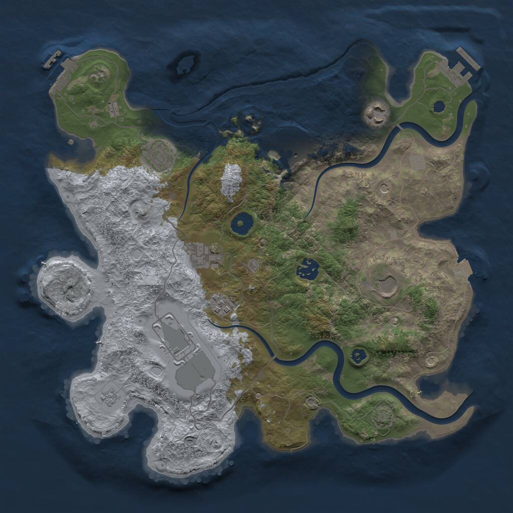 Rust Map: Procedural Map, Size: 3500, Seed: 3213122, 14 Monuments