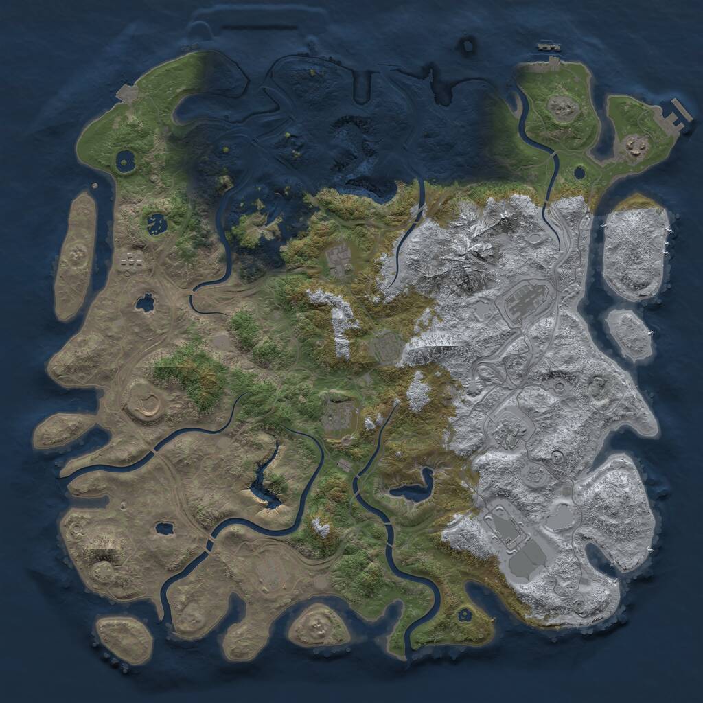 Rust Map: Procedural Map, Size: 5000, Seed: 1043177220, 17 Monuments