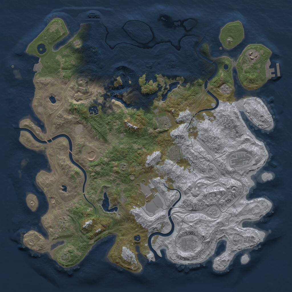 Rust Map: Procedural Map, Size: 4500, Seed: 694657594, 16 Monuments