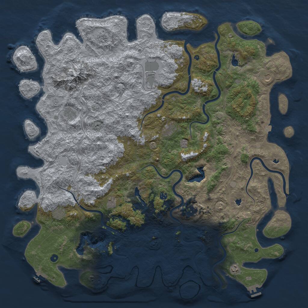 Rust Map: Procedural Map, Size: 6000, Seed: 84273951, 17 Monuments