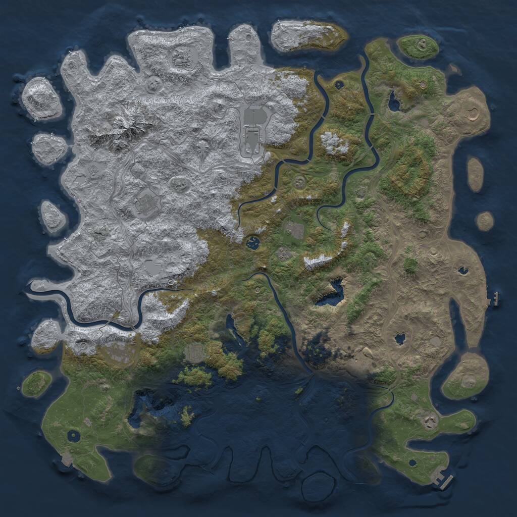 Rust Map: Procedural Map, Size: 6000, Seed: 84273951, 17 Monuments