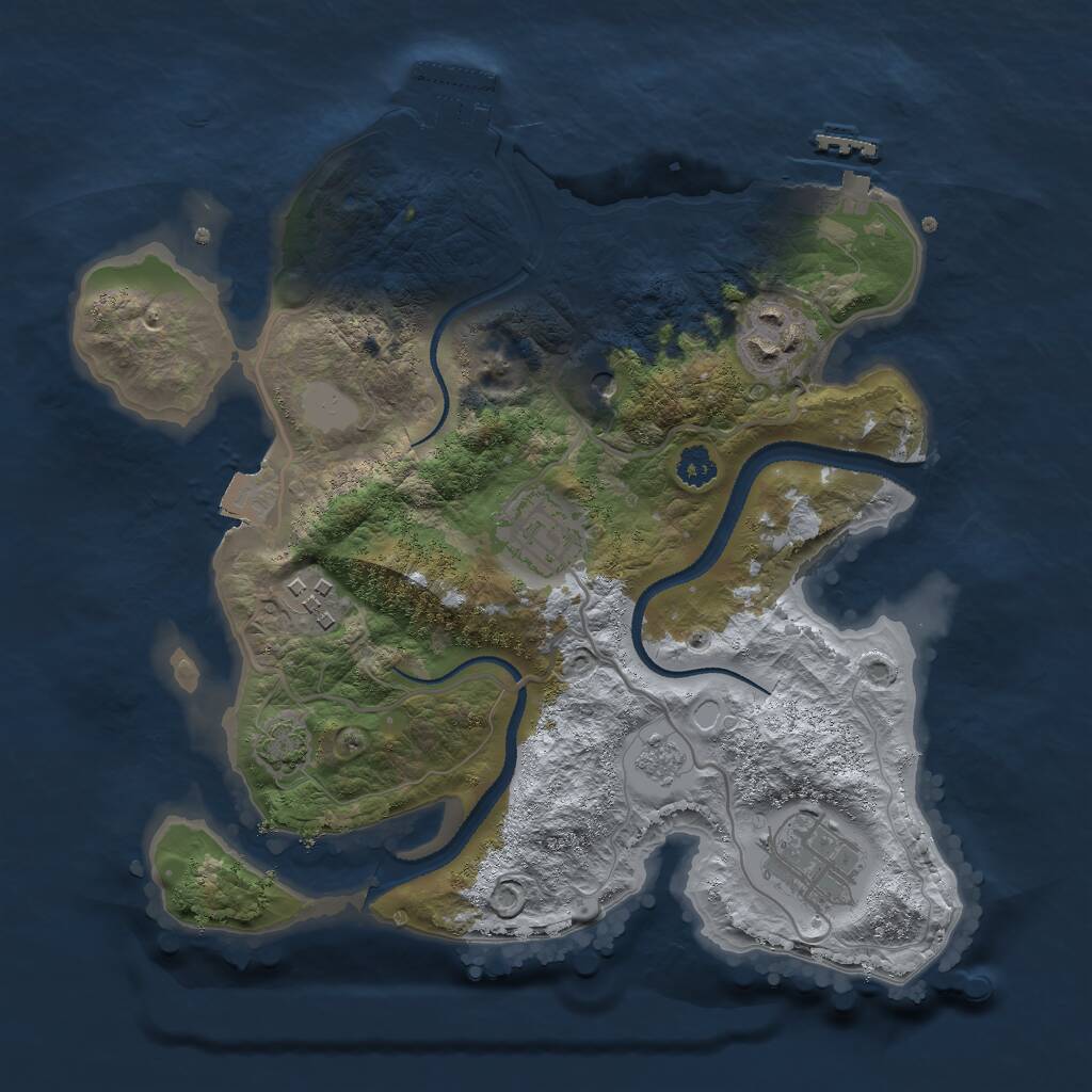 Rust Map: Procedural Map, Size: 2750, Seed: 1297127694, 10 Monuments