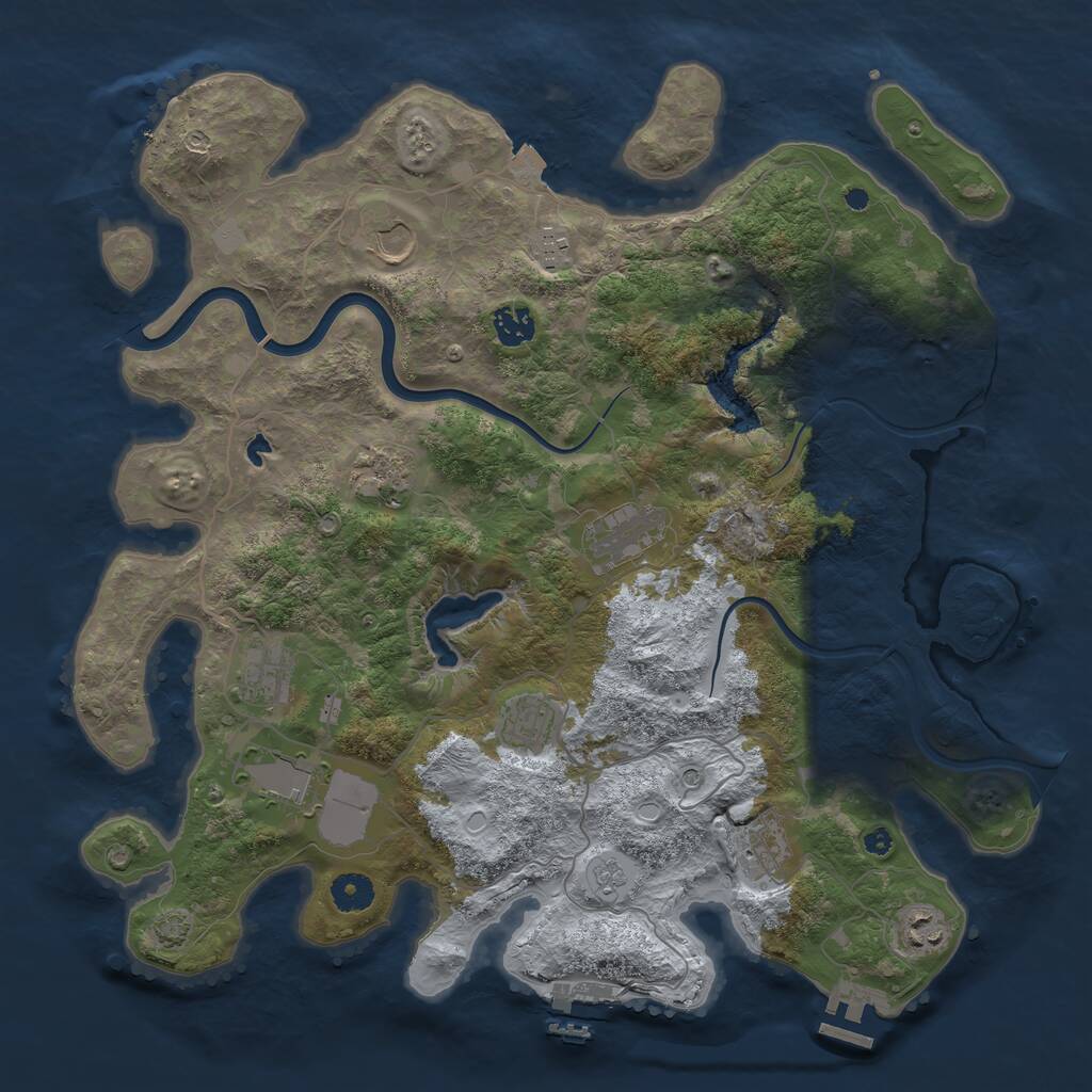 Rust Map: Procedural Map, Size: 4000, Seed: 833761580, 16 Monuments