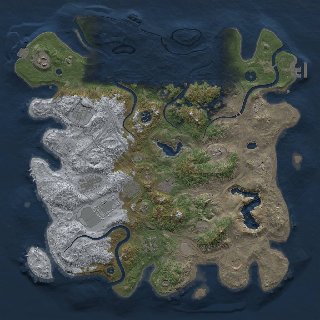 Rust Map: Procedural Map, Size: 4250, Seed: 999637849, 16 Monuments