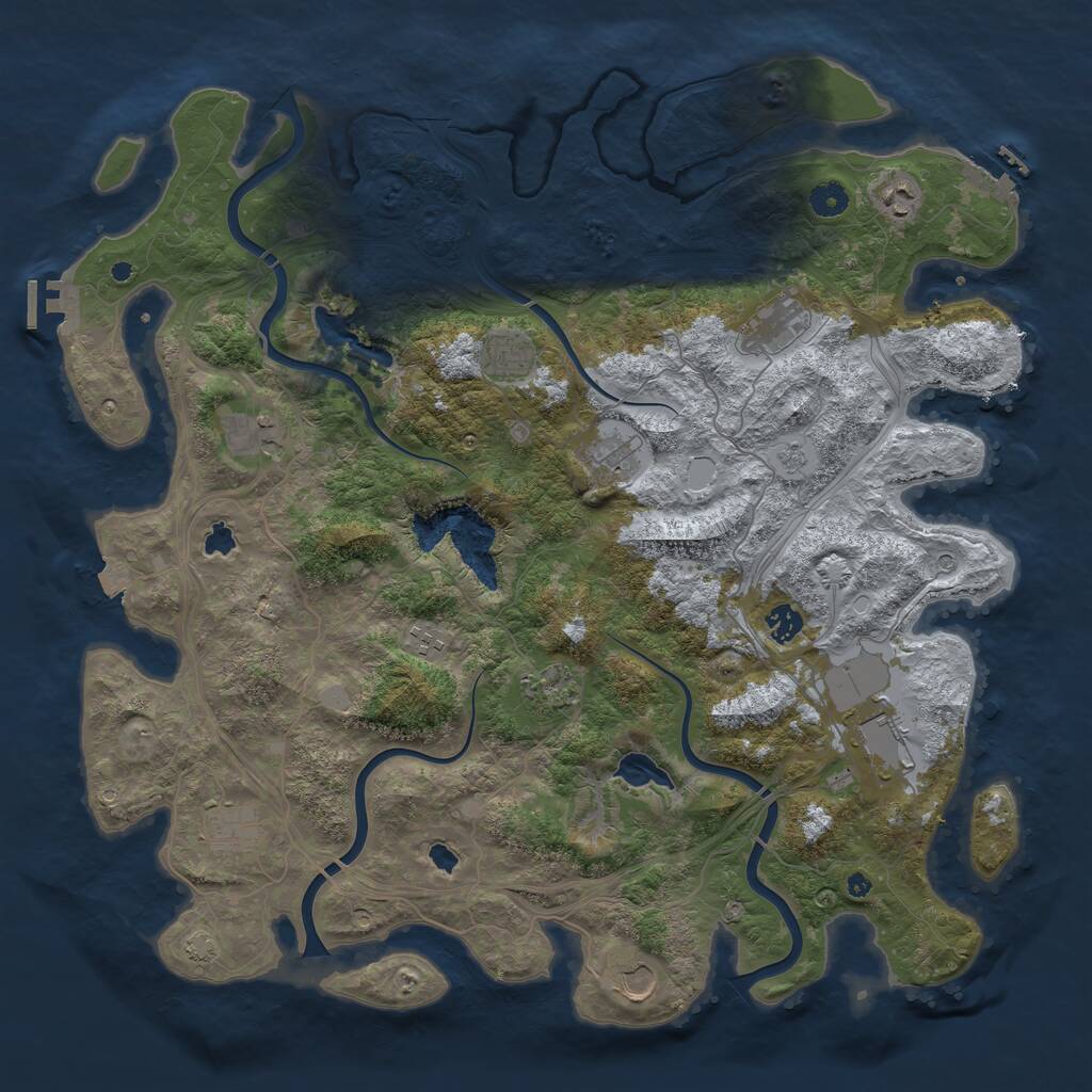Rust Map: Procedural Map, Size: 4500, Seed: 625281420, 17 Monuments