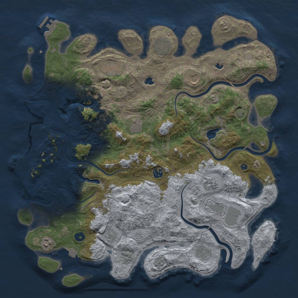 Rust Map: Procedural Map, Size: 4500, Seed: 75334799, 17 Monuments