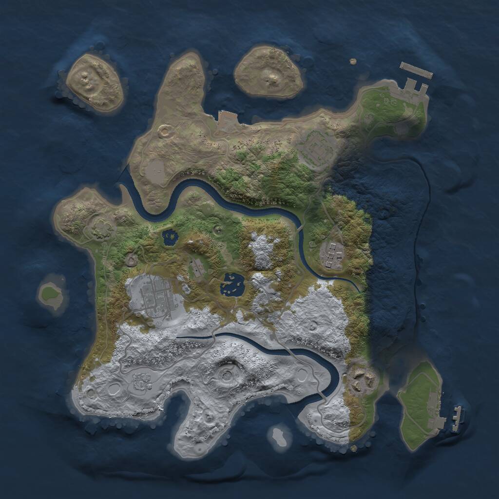 Rust Map: Procedural Map, Size: 3000, Seed: 530228925, 11 Monuments