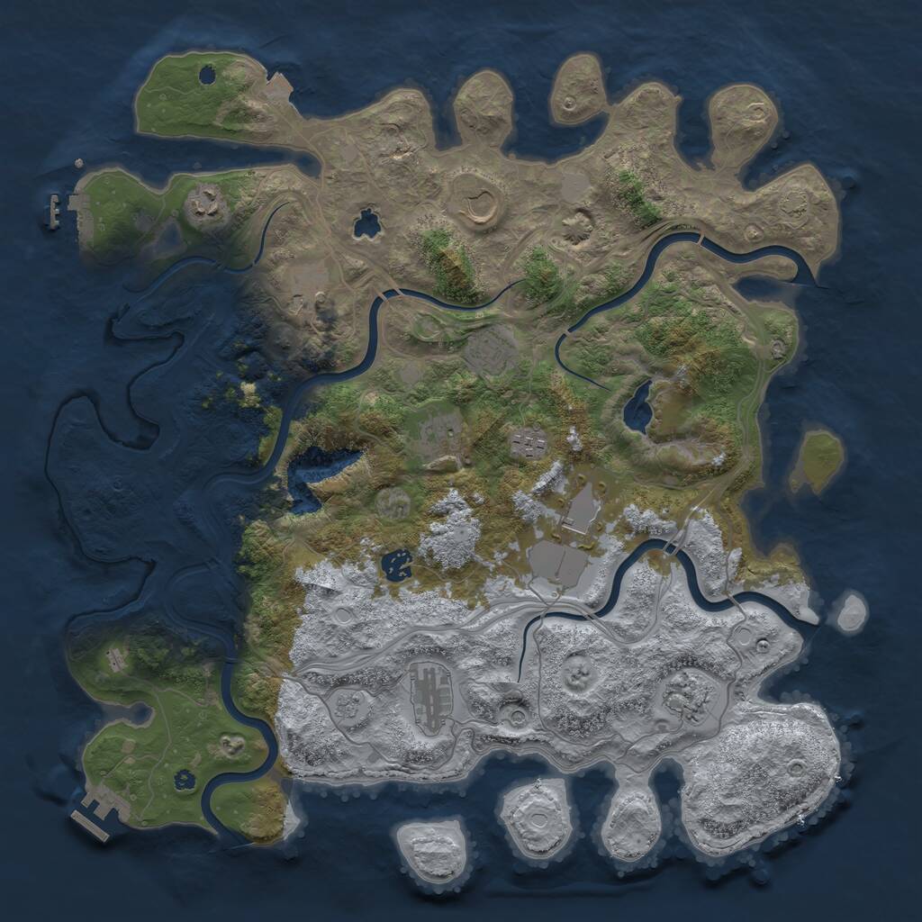 Rust Map: Procedural Map, Size: 4300, Seed: 369874521, 16 Monuments