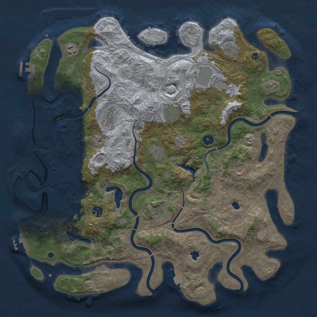 Rust Map: Procedural Map, Size: 4500, Seed: 461795385, 16 Monuments