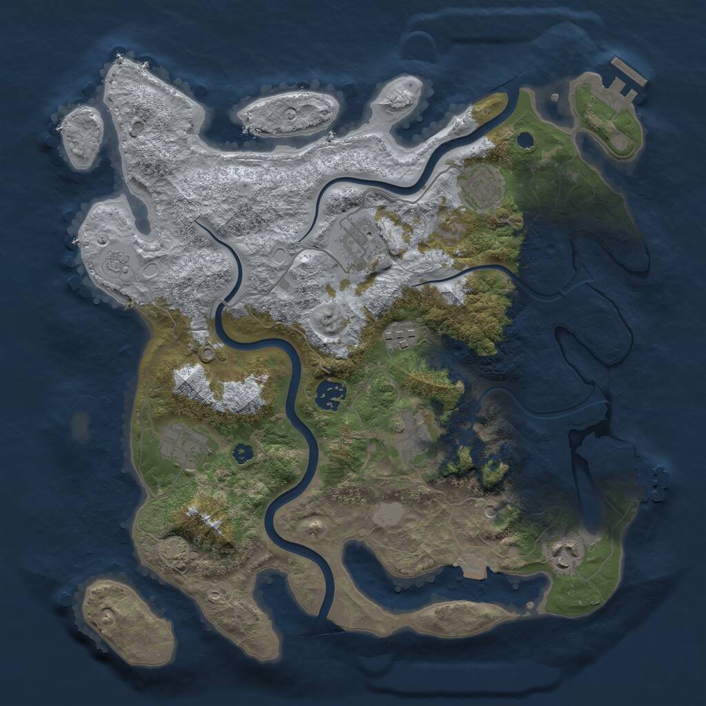 Rust Map: Procedural Map, Size: 3500, Seed: 962737128, 13 Monuments